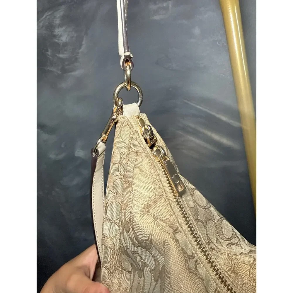 Coach F58284 Celeste Convertible Hobo Khaki Chalk Signature Shoulder Crossbody